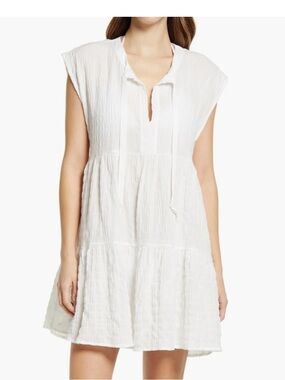 Robin Piccone Fiona Flouncy Cover-Up Dress White - Size Extra Small